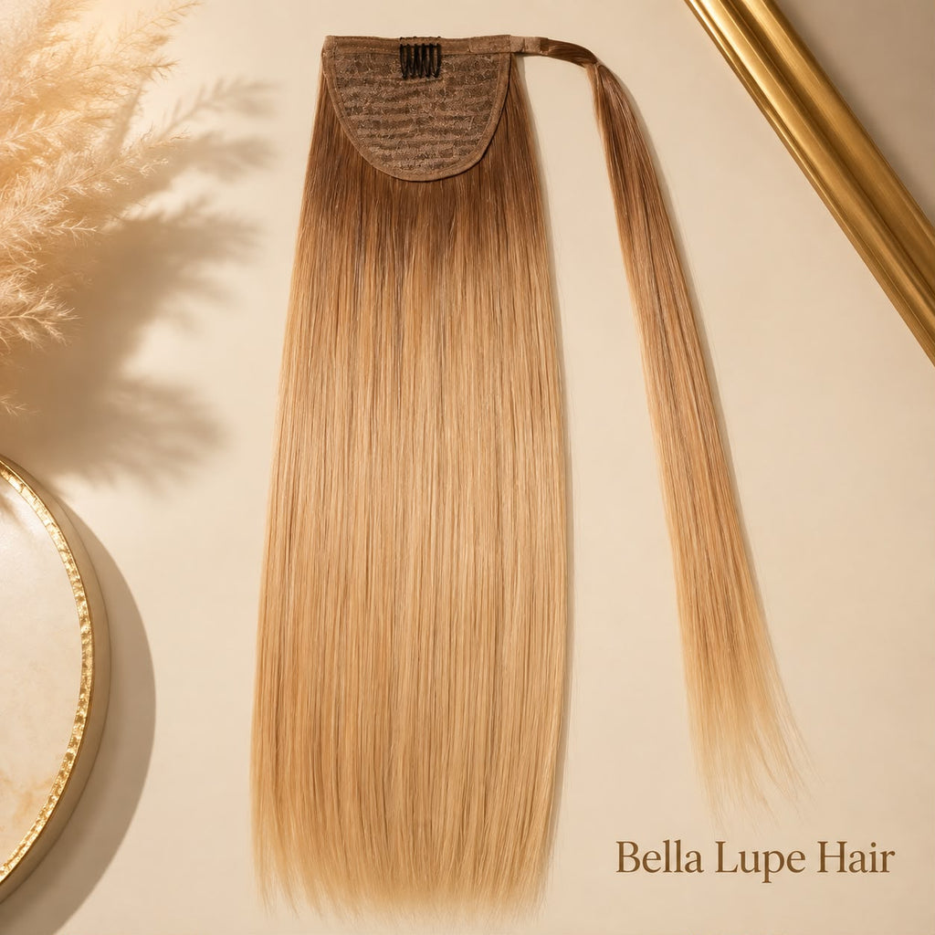 Coleta Lisa de Cabello Humano Remy con Cierre Envolvente