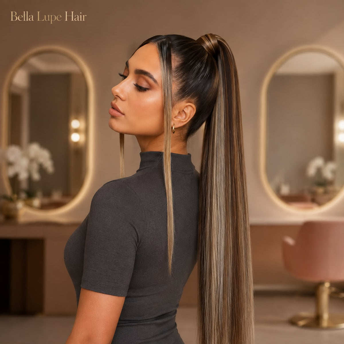 Coleta Lisa de Cabello Humano Remy con Cierre Envolvente