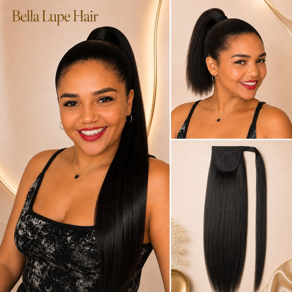 Coleta Lisa de Cabello Humano Remy con Cierre Envolvente