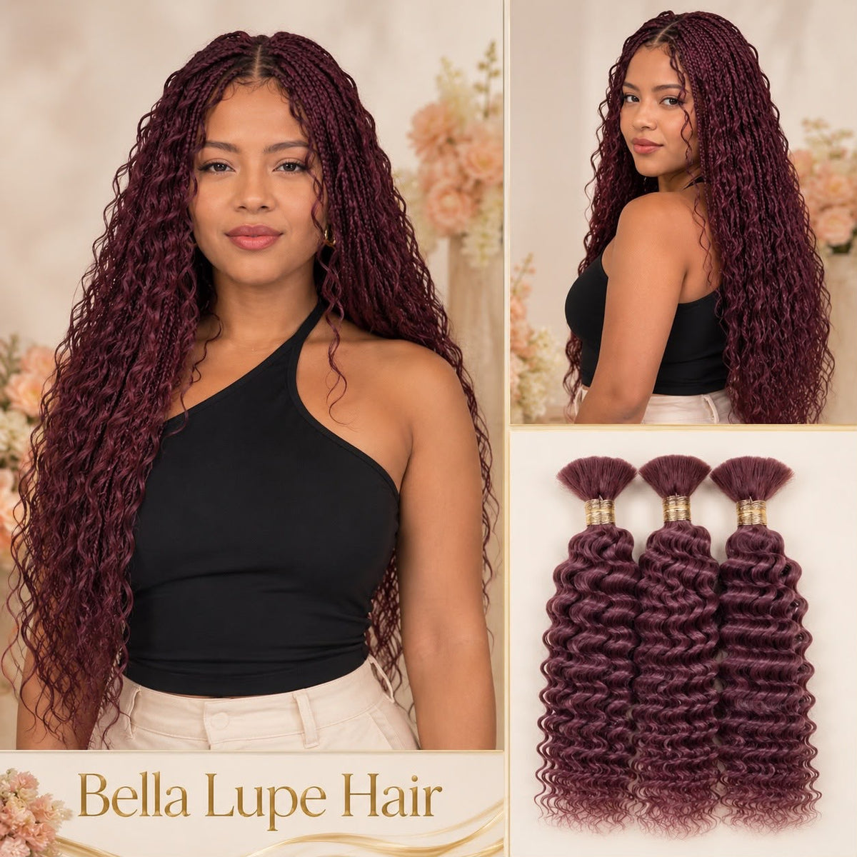 Cabello Humano Ondulado Profundo de 100 g para Trenzas Boho