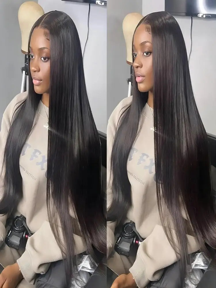 Peluca Lisa de Cabello Humano con Encaje Frontal HD 220%