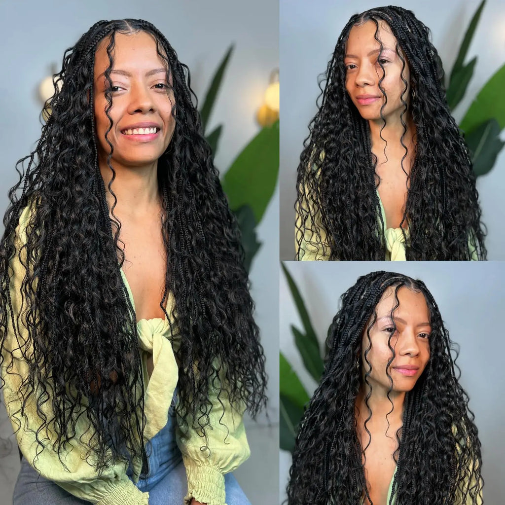 Cabello Humano Ondulado Profundo de 100 g para Trenzas Boho