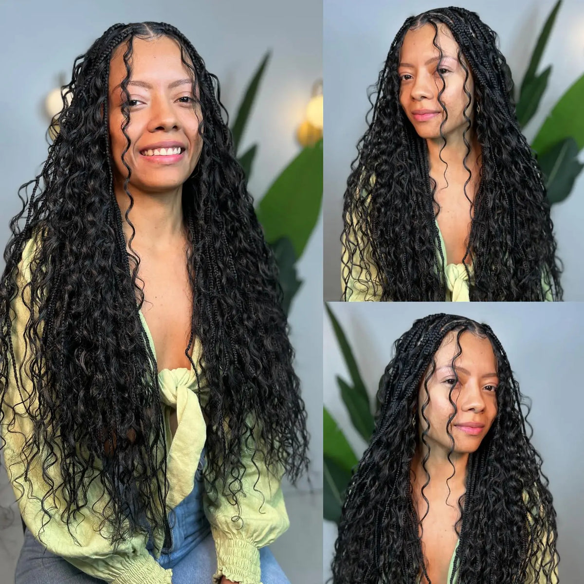 Cabello Humano Ondulado Profundo de 100 g para Trenzas Boho
