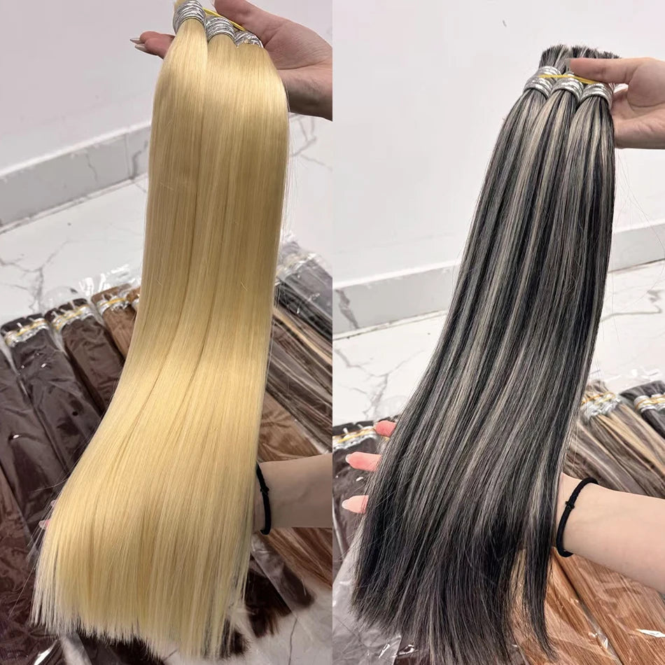 Paquetes de Cabello Humano Liso en Negro, Rubio y Mechas