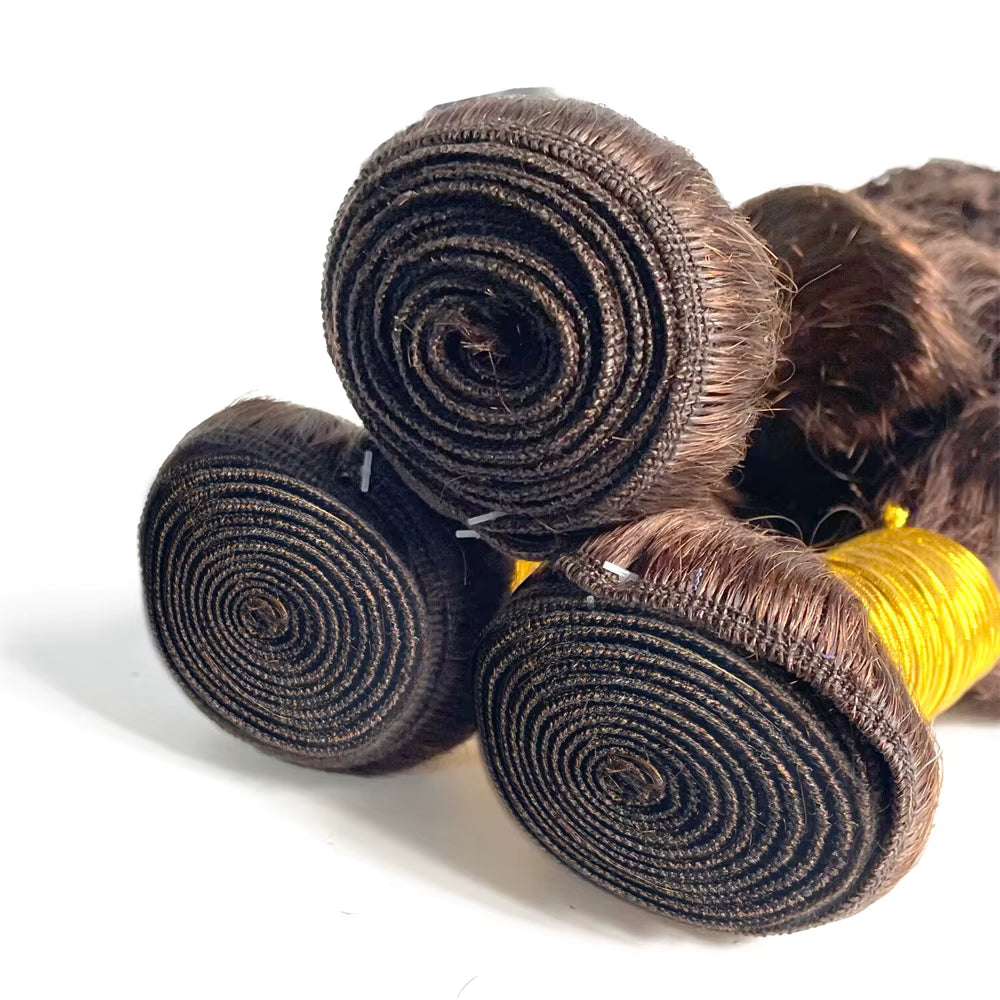 Paquetes de Cabello Humano Remy Castaño Oscuro con Ondas suaves