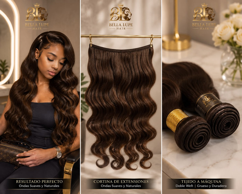 Paquetes de Cabello Humano Remy Castaño Oscuro con Ondas suaves