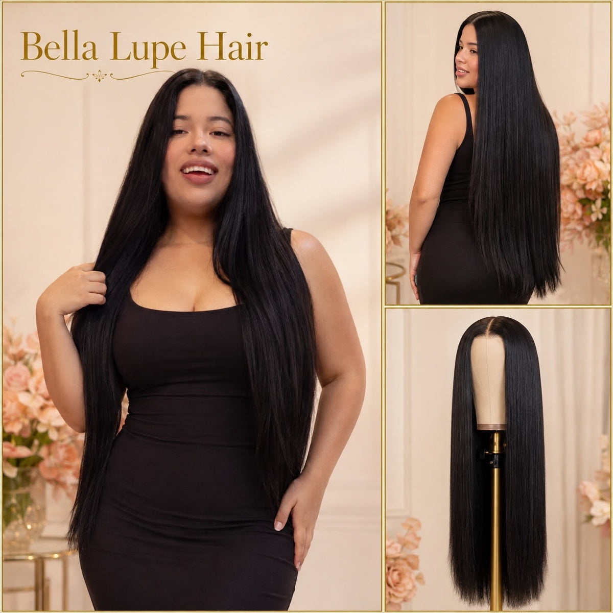 Peluca Lisa de Cabello Humano con Encaje Frontal HD 220%