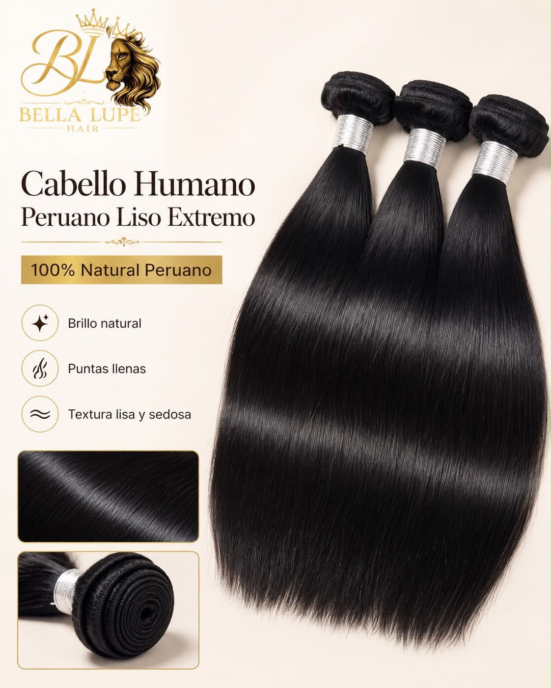 Paquetes de Cabello Humano Peruano Liso extremo